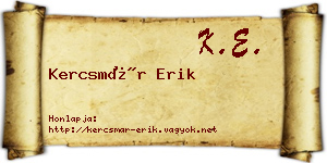 Kercsmár Erik névjegykártya