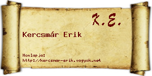 Kercsmár Erik névjegykártya